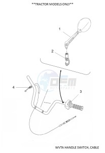 YFM700FWAD YFM70GPAK (B4FF) drawing WVTA HANDLE SWITCH, CABLE