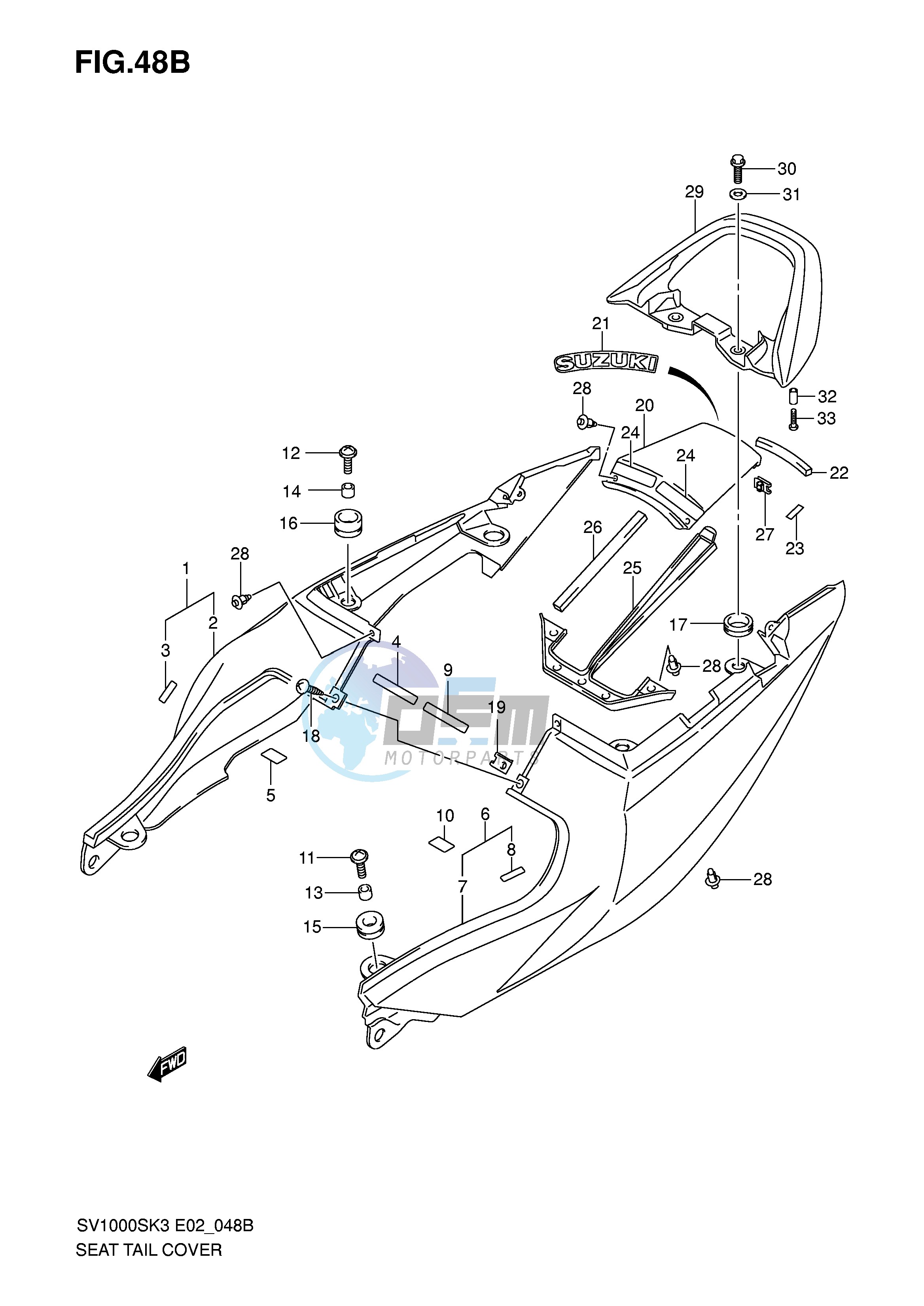 SEAT TAIL COVER (SV1000SK4 S1K4 S2K4)