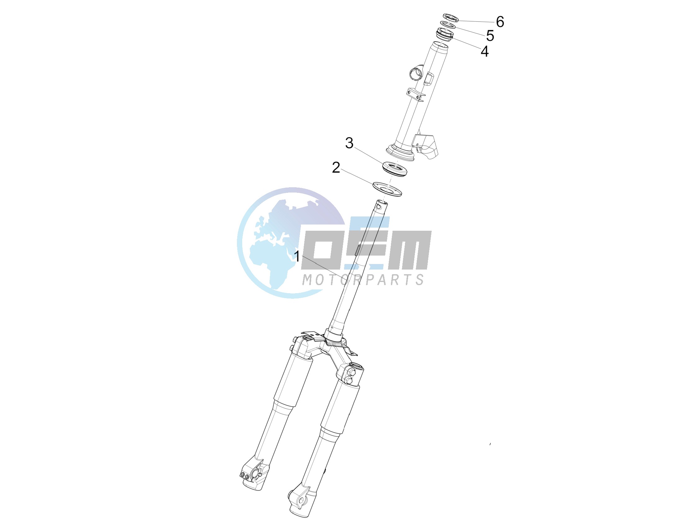 Fork steering tube - Steering bearing unit