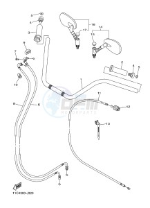 XVS1300A MIDNIGHT STAR (11C7) drawing STEERING HANDLE & CABLE