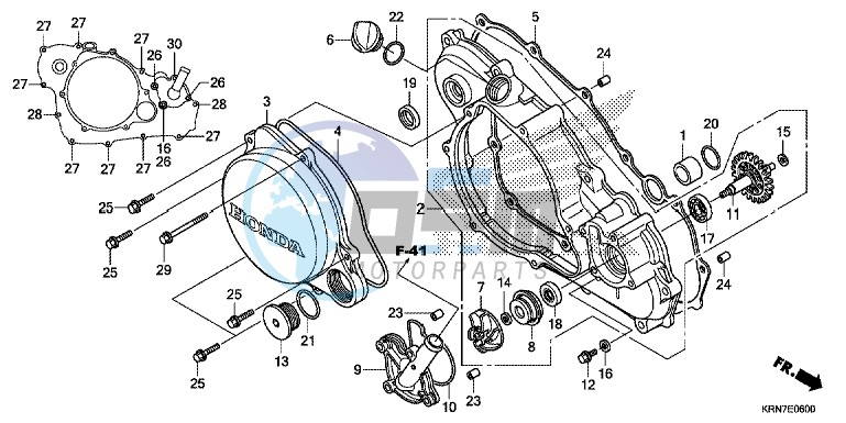 R. CRANKCASE COVER/WATER PUMP