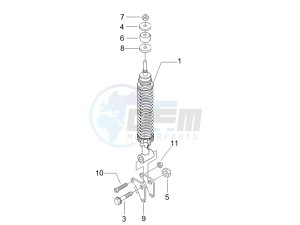 Liberty 125 4t e3 (UK) UK drawing Rear suspension - Shock absorbers