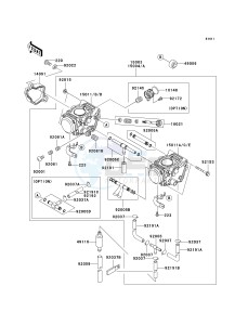 KVF 650 E [BRUTE FORCE 650 4X4 HARDWOODS GREEN HD] (E6F-E9F) E6F drawing CARBURETOR -- US- -