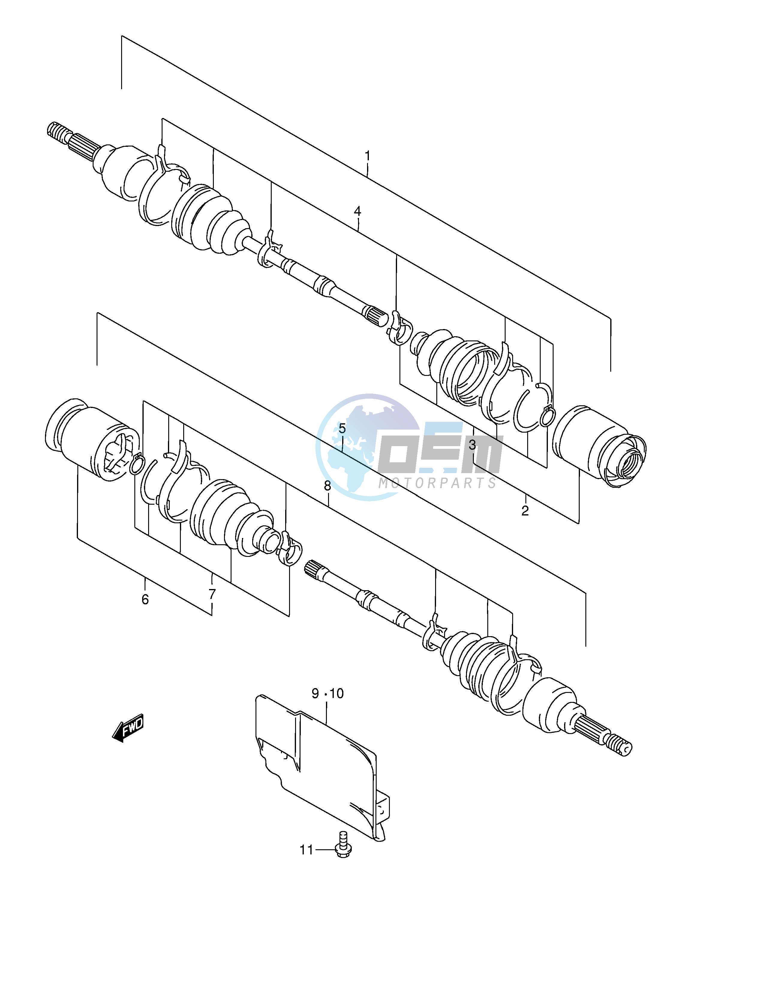 FRONT DRIVE SHAFT (MODEL W X)