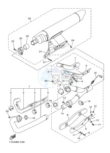 XVS1300A MIDNIGHT STAR (11C7) drawing EXHAUST