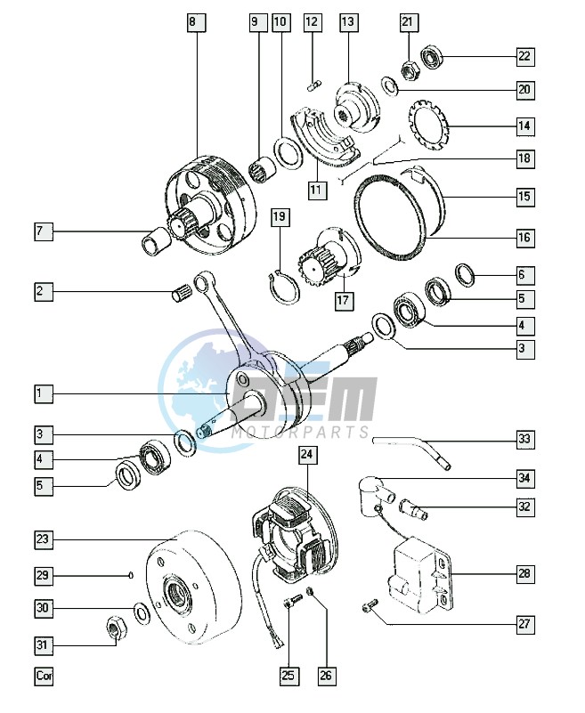 Crankshaft-cluth -magneto