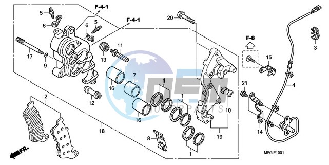 R. FRONT BRAKE CALIPER (CB600FA/FA3)