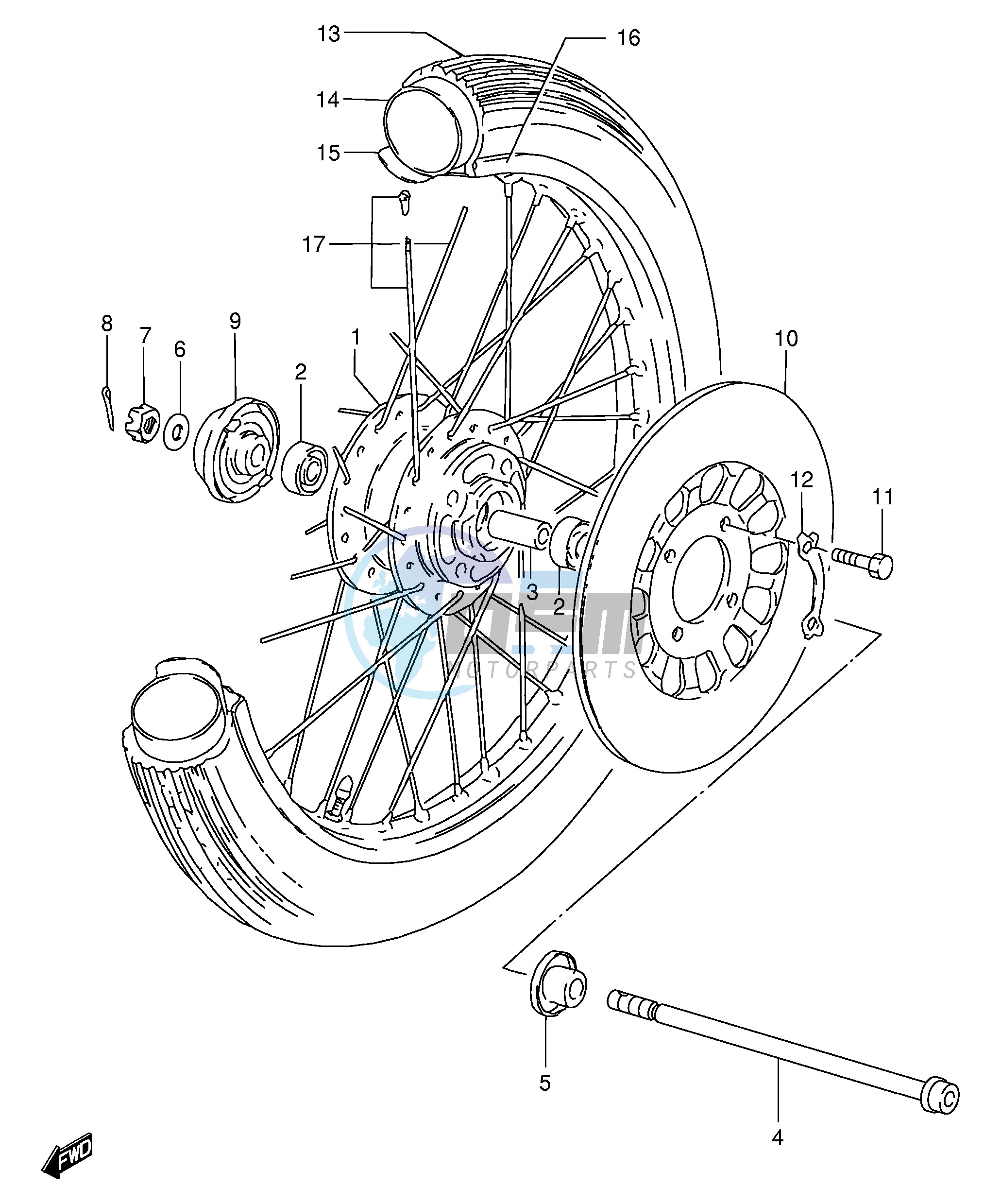 FRONT WHEEL (GS125SR)