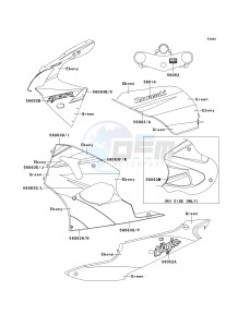 ZX 600 J [NINJA ZX-6R] (J1-J3) [NINJA ZX-6R] drawing DECALS-- EBONY_GREEN- --- ZX600-J1- -