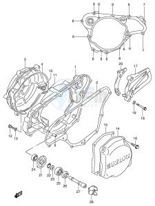 RM125 (E2) drawing CRANKCASE COVER- WATER PUMP (MODEL W X Y)