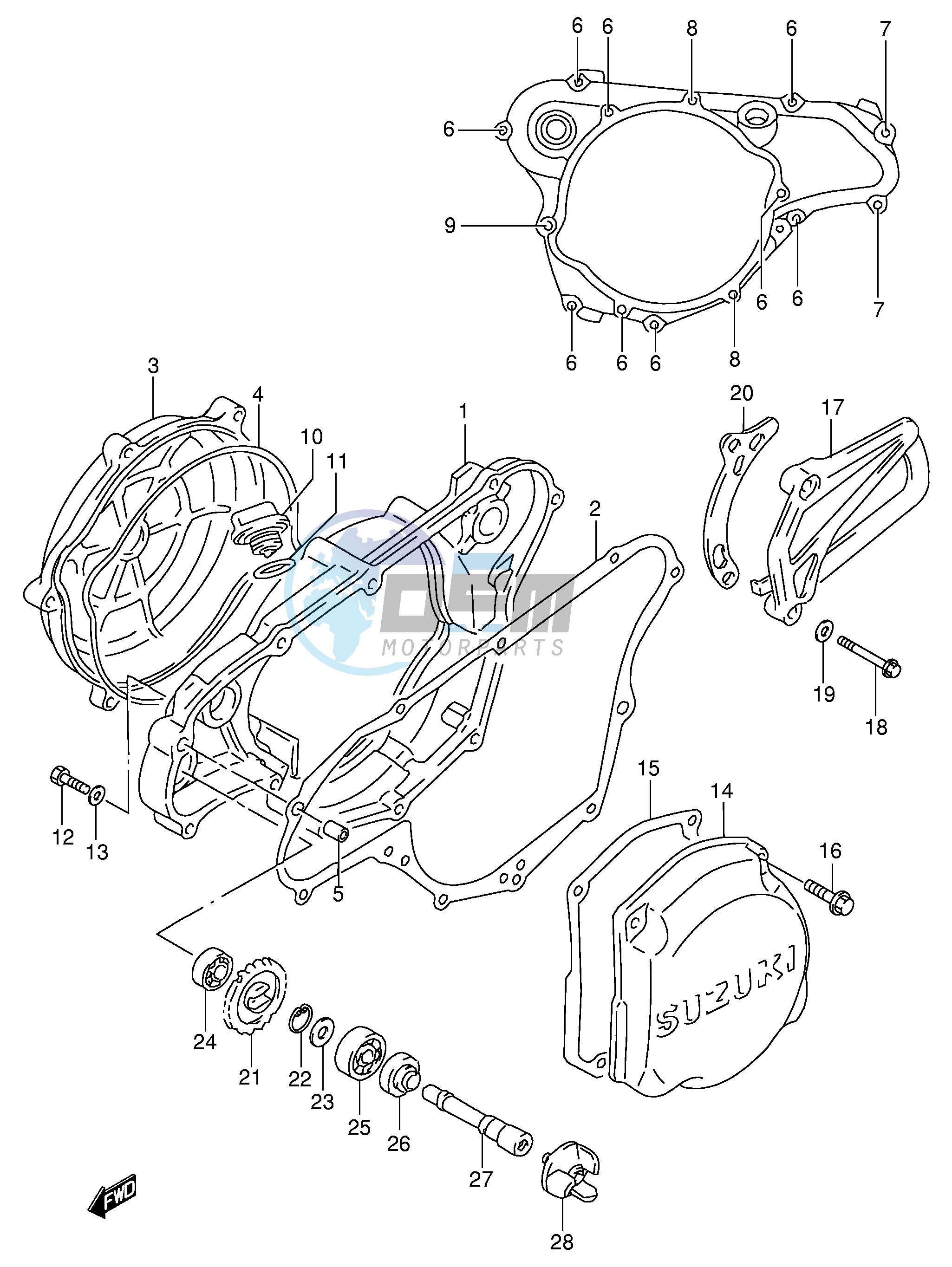 CRANKCASE COVER- WATER PUMP (MODEL W X Y)