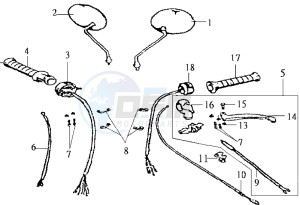 WOLF 125 drawing INDICATOR - THROTTLE CABLE - CHOKE CABLE