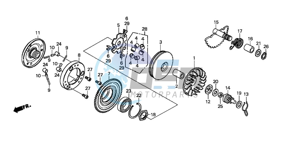 DRIVE FACE/ KICK STARTER SPINDLE