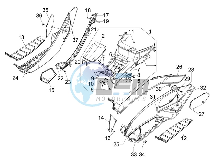 Central cover - Footrests