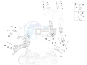 GTV 300 SEI GIORNI IE E4 ABS (EMEA) drawing Rear suspension - Shock absorber/s