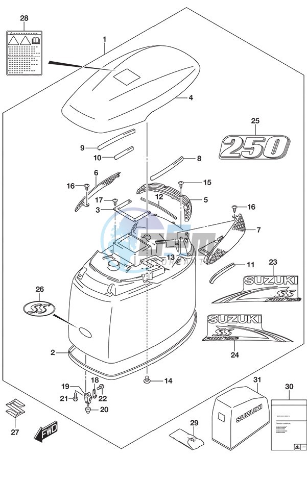 Engine Cover (Black) DF 250S