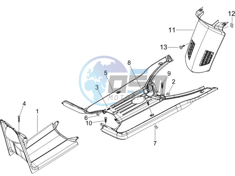 Central cover - Footrests