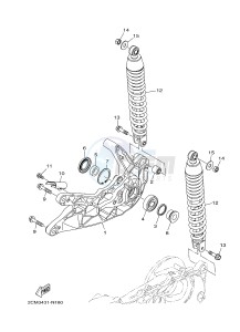 MW125 TRICITY 125 (2CMJ 2CMK) drawing REAR ARM & SUSPENSION