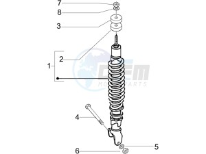 Liberty 50 4T PTT 2007-2012 (D) is drawing Rear suspension - Shock absorber/s