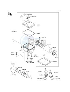 KRF 750 A [TERYX 750 4X4] (A8F) A8F drawing AIR CLEANER