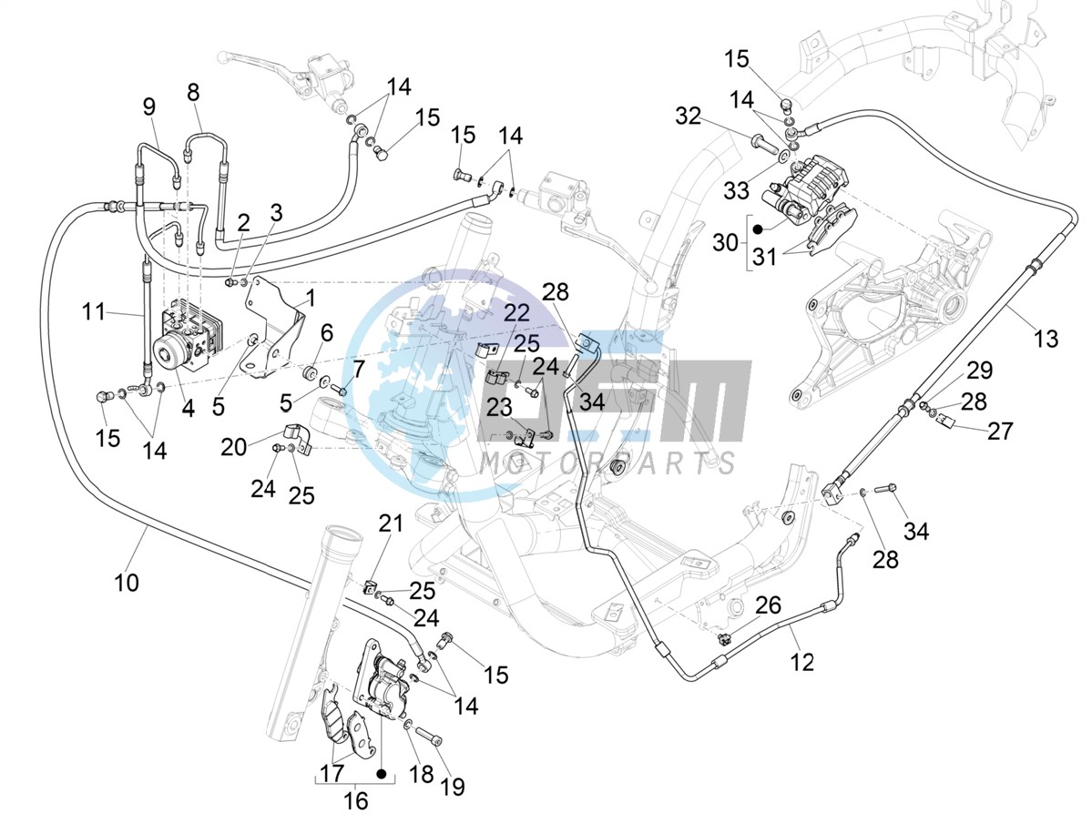 Brakes pipes - Calipers (ABS)