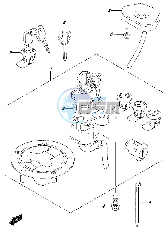 LOCK SET (FOR TOP CASE,SIDE CASE)