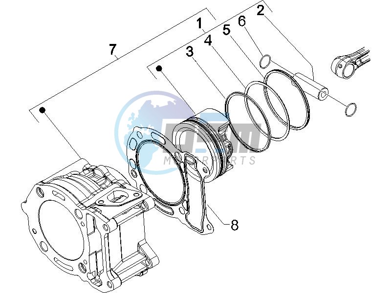 Cylinder - piston - wrist pin unit