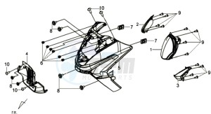 GTS 250 EURO3 drawing FR PLATE / HEAD LIGHT / INDICATORS