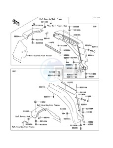 MULE 3010 4x4 KAF620-E5 EU drawing Front Fender(s)