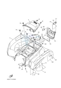 YFM700FWAD YFM70GPLH GRIZZLY 700 EPS (B1A6) drawing REAR FENDER