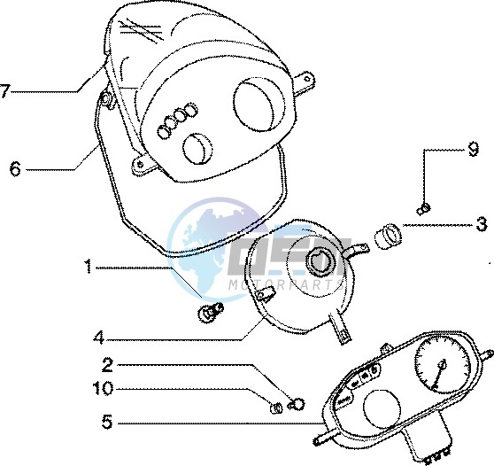 Front light-fairing-meter combination