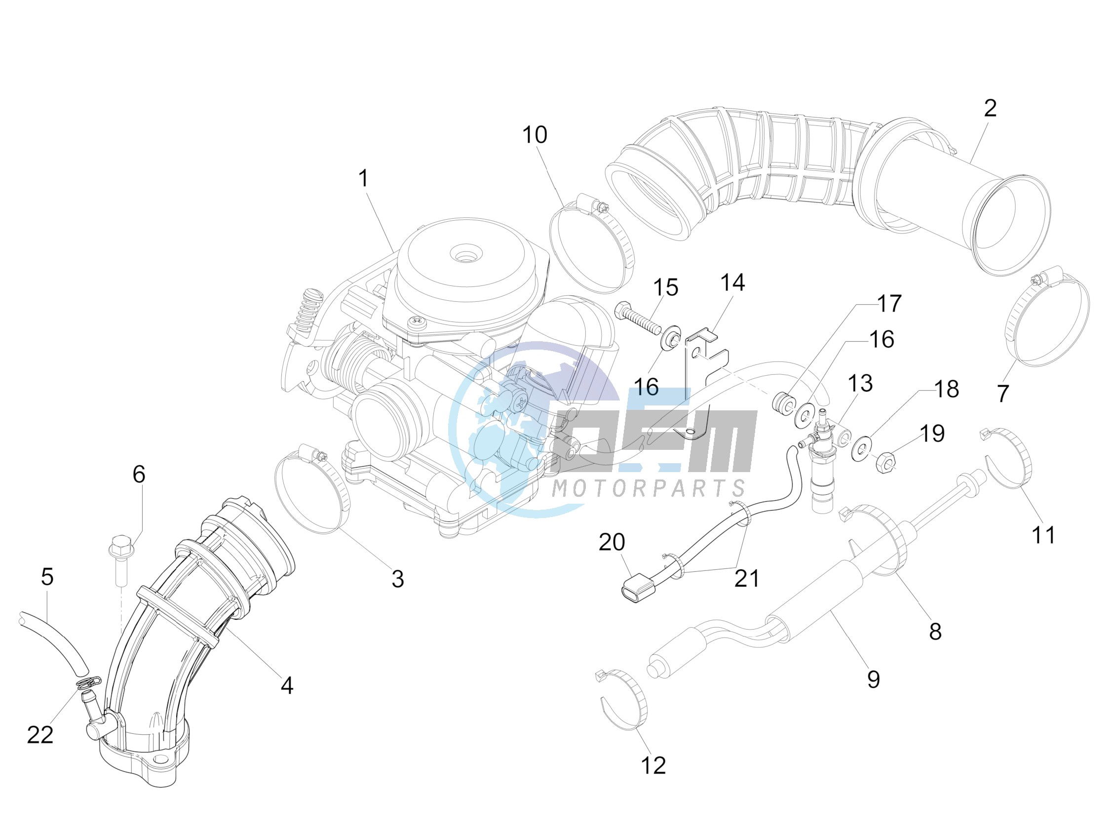 Carburettor, assembly - Union pipe