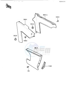 KDX 250 B [KDX250] (B2) [KDX250] drawing SIDE COVERS_CHAIN COVER