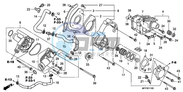 LEFT REAR COVER/WATER PUM P