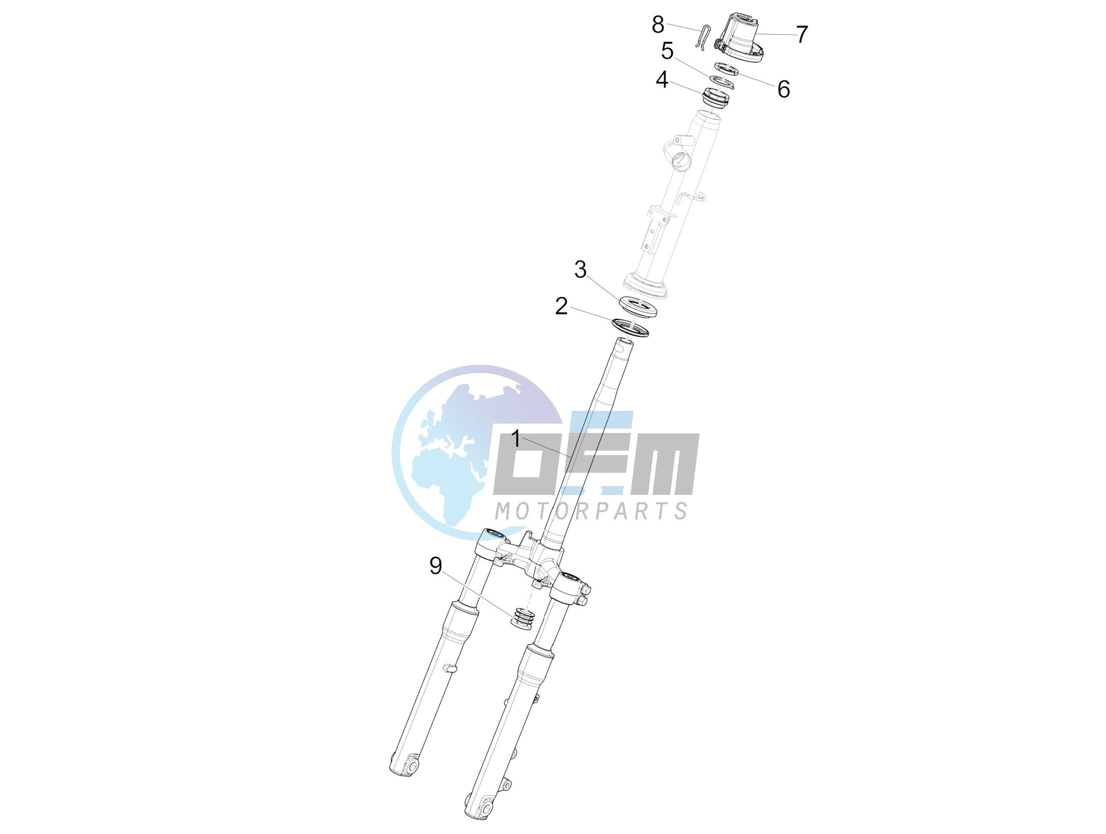 Fork/steering tube - Steering bearing unit