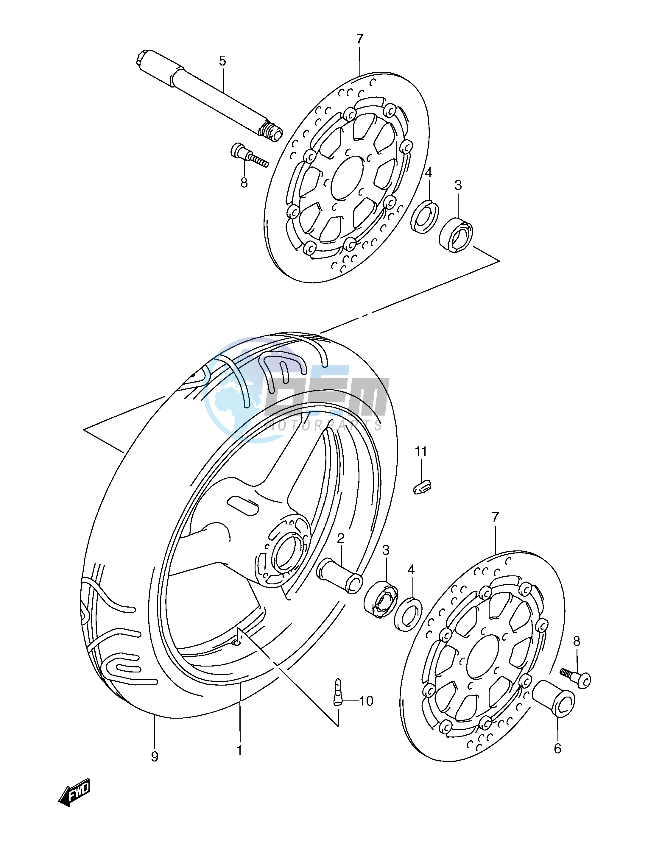 FRONT WHEEL (MODEL W X)