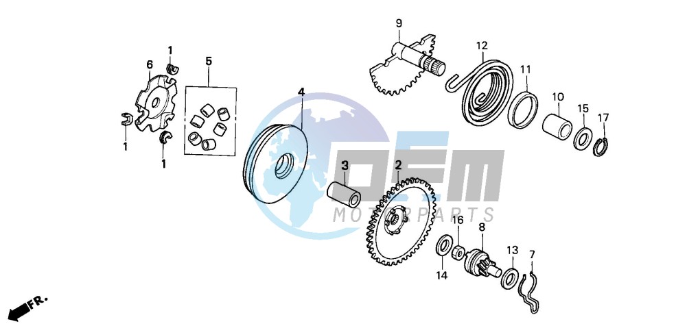 DRIVE FACE/KICK STARTER SPINDLE