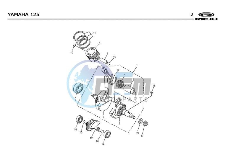 PISTON - CRANKSHAFT  Yamaha 125 4T EURO2