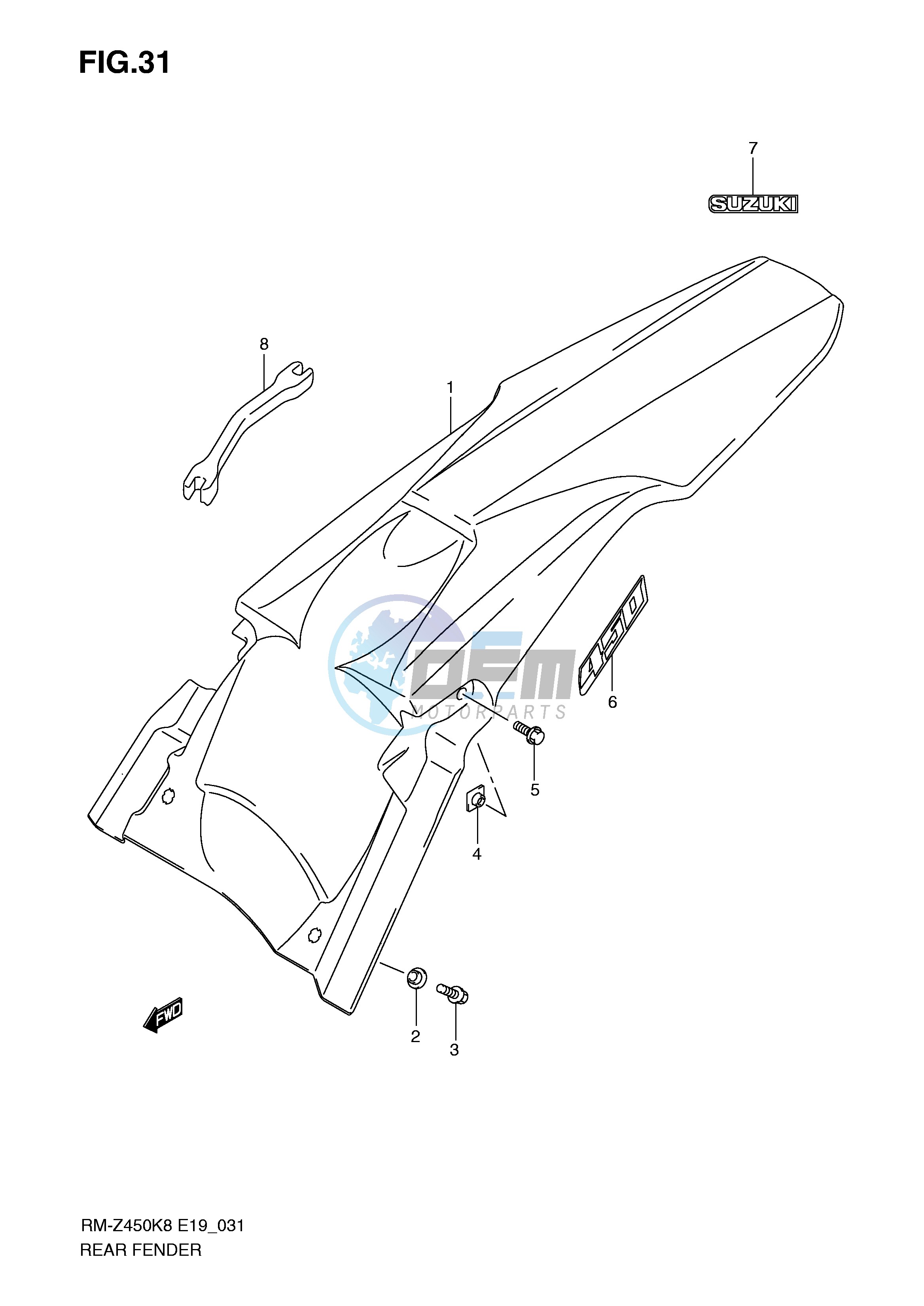 REAR FENDER (RM-Z450K8 K9 L0)