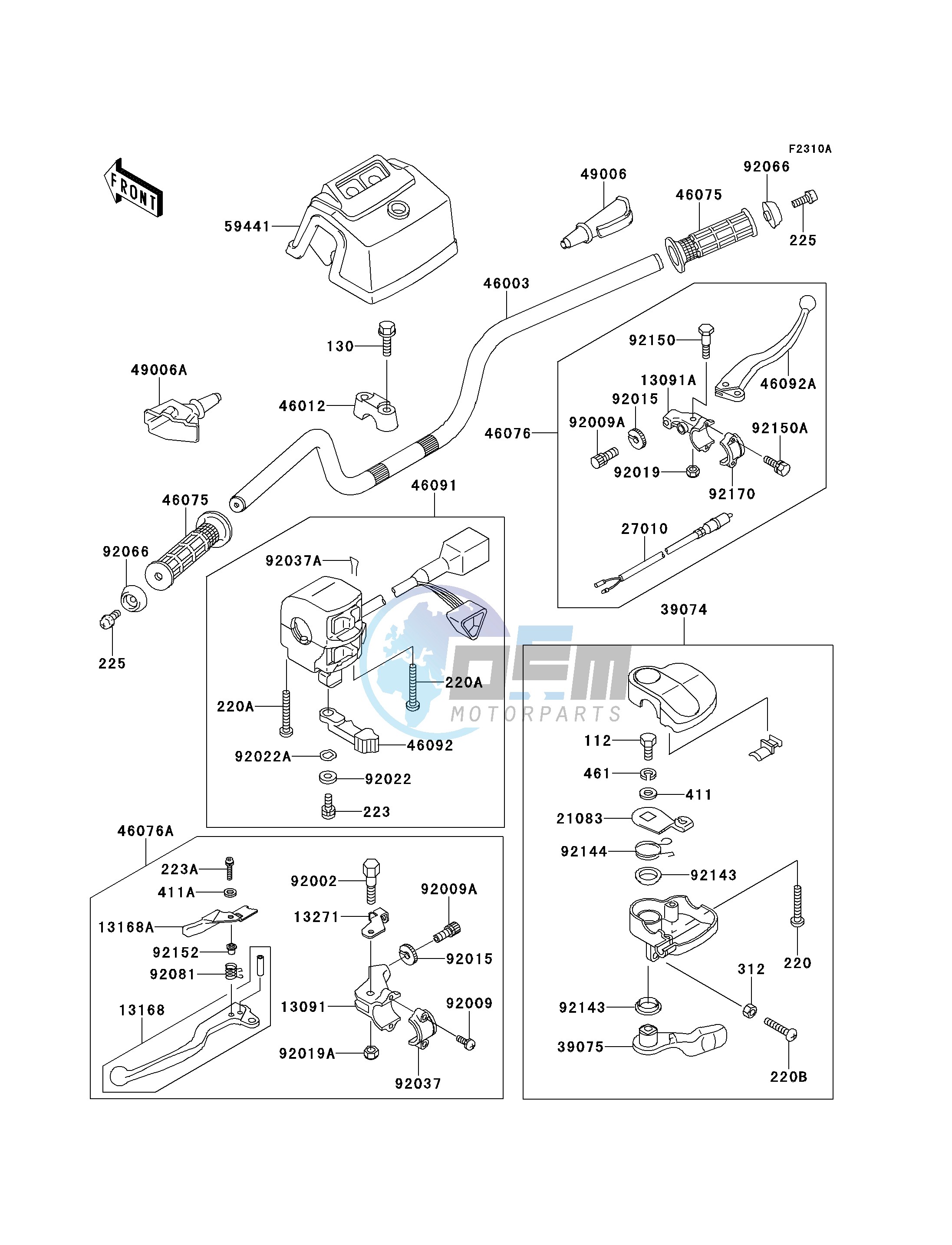 HANDLEBAR -- KLF220-A13 - A14- -