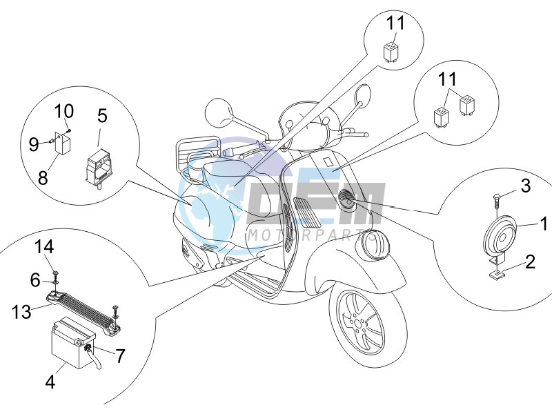 Control switches - Battery - Horn