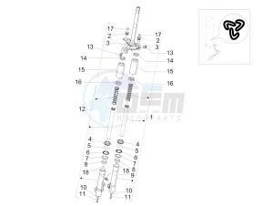 Liberty 125 4t 3v ie e3 (Vietnam ) Vietnam drawing Fork components (Kayaba)