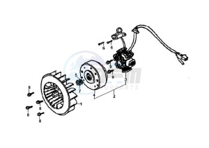 ORBIT 50 drawing FLYWHEEL WITH MAGNETO / FAN