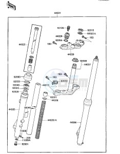 KX 80 E [KX80] (E2-E3) [KX80] drawing FRONT FORK -- 84 KX80-E2- -