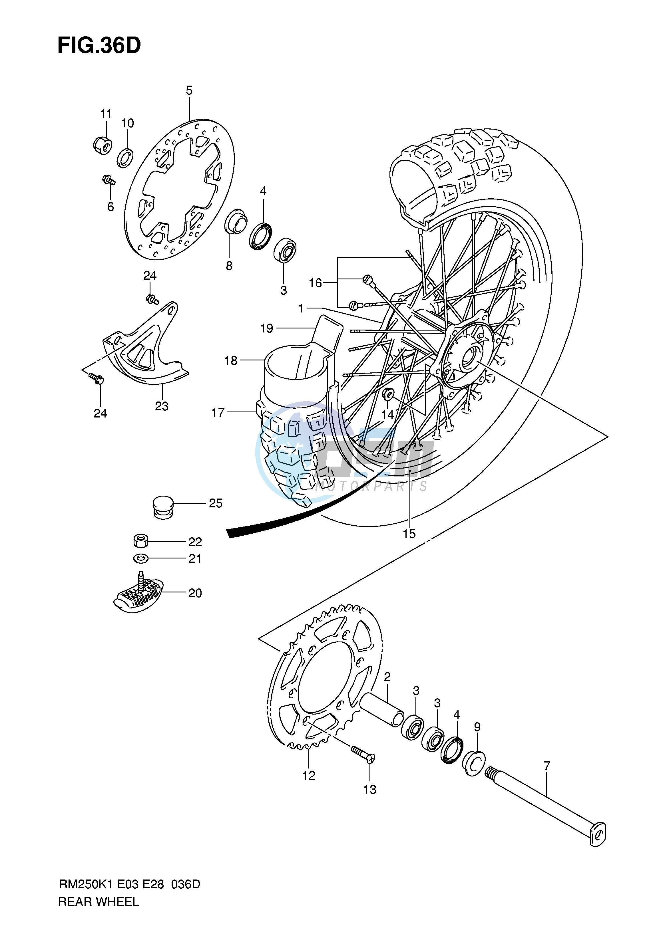 REAR WHEEL (RM250K6)