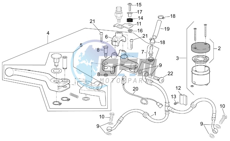 Front master brake cilinder