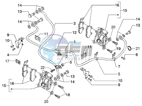 Brake calipers-brake pipes