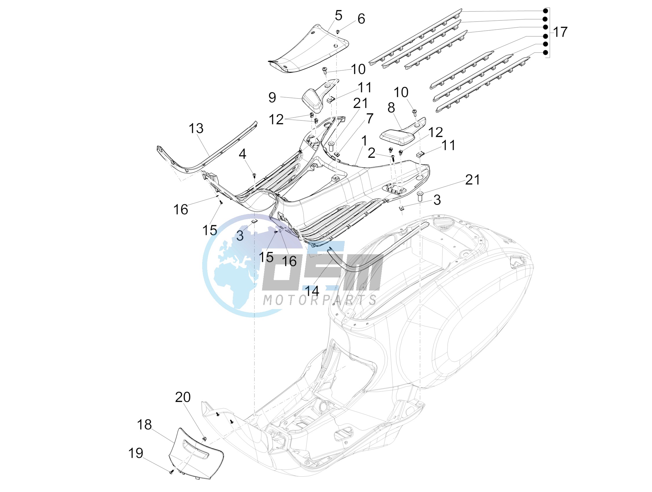 Central cover - Footrests