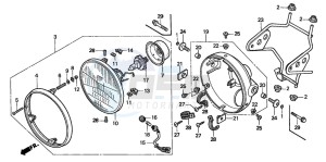 CB600F2 CB600F drawing HEADLIGHT (1)