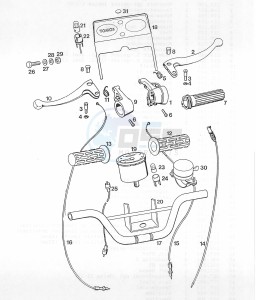 A35 50 drawing Stuur. Handles. Kabels en kilometerteller